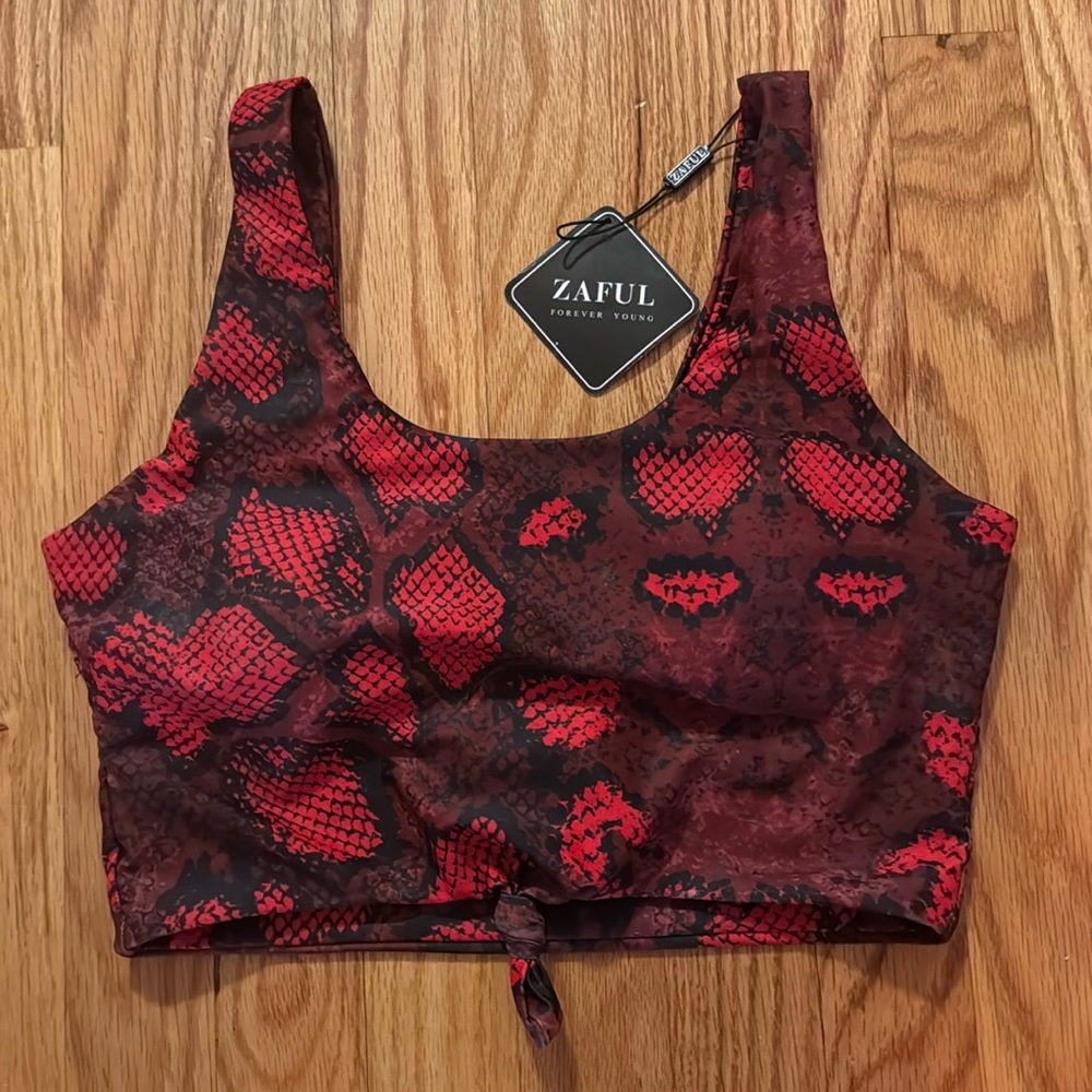 Zaful snakeskin knotted bikini top